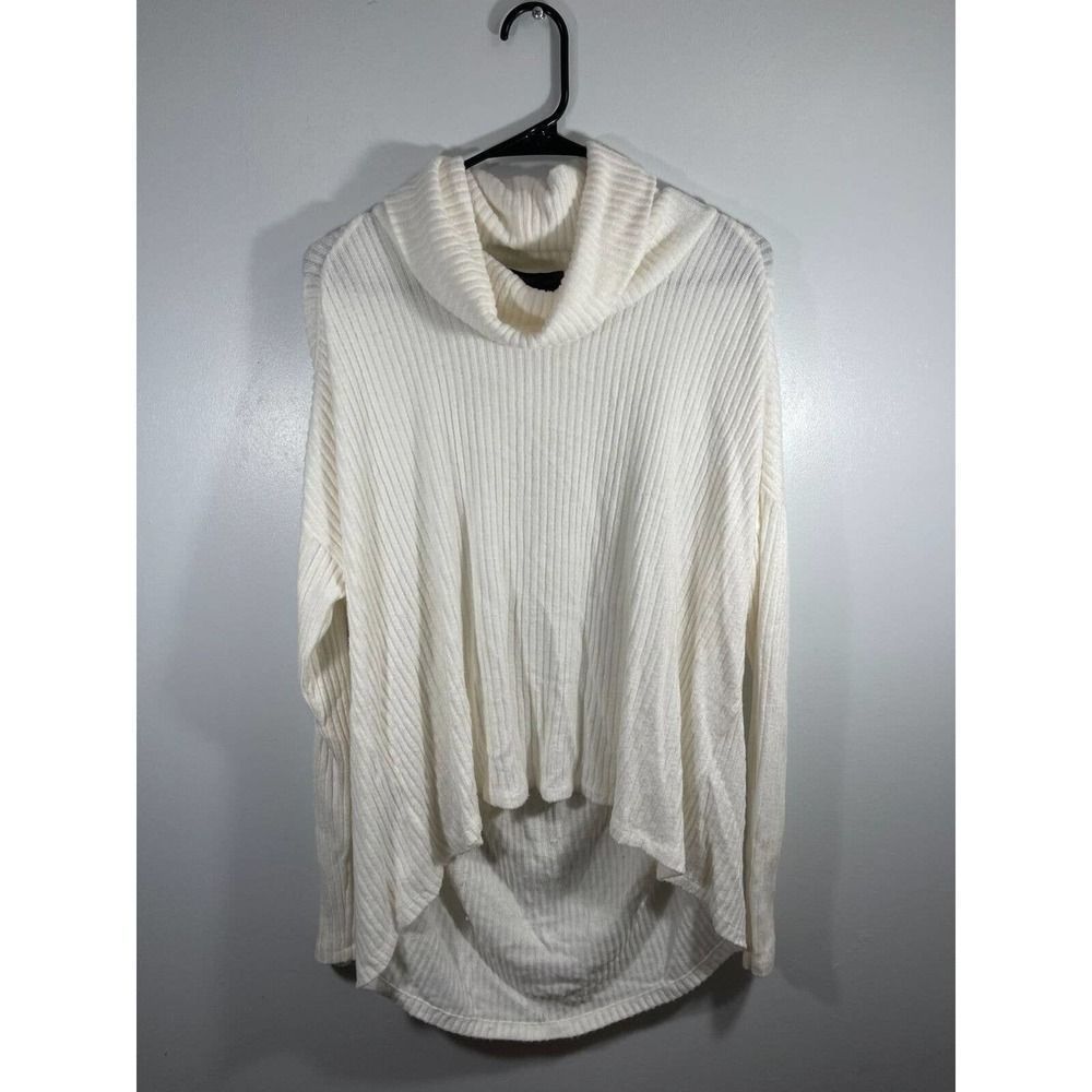 Anthropologie Saturday Sunday Ribbed Cowl Neck Tunic Top White XS/S